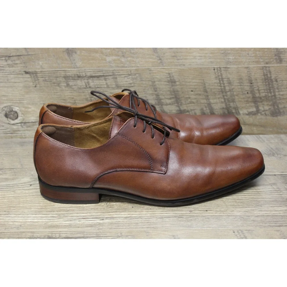 Florsheim Postino Oxford Shoes Men's 12D Cognac Leather Plain Toe Lace Up‎